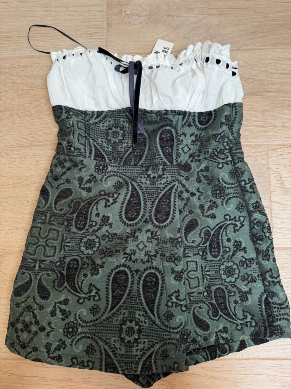NWT UO Green Paisley Strapless Romper